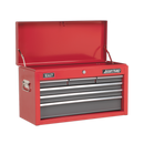 Topchest 6 Drawer with Ball Bearing Slides - Red/Grey | Pipe Manufacturers Ltd..