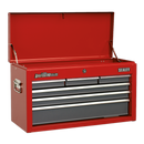 Topchest 6 Drawer with Ball Bearing Slides - Red/Grey | Pipe Manufacturers Ltd..