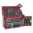 Topchest 9 Drawer with Ball Bearing Slides - Red/Grey & 205pc Tool Kit | Pipe Manufacturers Ltd..