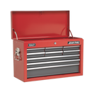 Topchest 9 Drawer with Ball Bearing Slides - Red/Grey | Pipe Manufacturers Ltd..