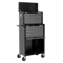 Topchest & Rollcab Combination 13 Drawer with Ball Bearing Slides - Black/Grey | Pipe Manufacturers Ltd..