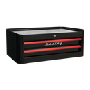 Mid-Box 2 Drawer Retro Style - Black with Red Anodised Drawer Pulls | Pipe Manufacturers Ltd..