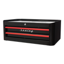 Mid-Box 2 Drawer Retro Style - Black with Red Anodised Drawer Pulls | Pipe Manufacturers Ltd..