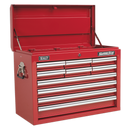Topchest 10 Drawer with Ball Bearing Slides - Red | Pipe Manufacturers Ltd..