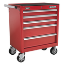 Rollcab 5 Drawer with Ball Bearing Slides - Red | Pipe Manufacturers Ltd..