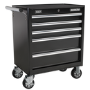 Rollcab 5 Drawer with Ball Bearing Slides - Black | Pipe Manufacturers Ltd..