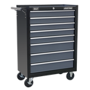 Rollcab 8 Drawer with Ball Bearing Slides - Black/Grey | Pipe Manufacturers Ltd..