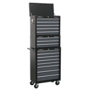 Tool Chest Combination 16 Drawer with Ball Bearing Slides - Black/Grey | Pipe Manufacturers Ltd..