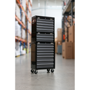 Tool Chest Combination 16 Drawer with Ball Bearing Slides - Black/Grey | Pipe Manufacturers Ltd..