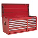 Topchest 10 Drawer with Ball Bearing Slides Heavy-Duty - Red | Pipe Manufacturers Ltd..
