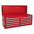 Topchest 10 Drawer with Ball Bearing Slides - Red | Pipe Manufacturers Ltd..