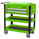 Heavy-Duty Mobile Tool & Parts Trolley 2 Drawers & Lockable Top - Hi-Vis Green | Pipe Manufacturers Ltd..