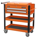 Heavy-Duty Mobile Tool & Parts Trolley 2 Drawers & Lockable Top - Orange | Pipe Manufacturers Ltd..