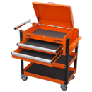 Heavy-Duty Mobile Tool & Parts Trolley 2 Drawers & Lockable Top - Orange | Pipe Manufacturers Ltd..