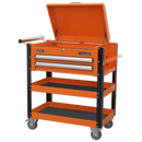 Heavy-Duty Mobile Tool & Parts Trolley 2 Drawers & Lockable Top - Orange | Pipe Manufacturers Ltd..