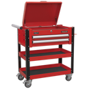 Heavy-Duty Mobile Tool & Parts Trolley 2 Drawers & Lockable Top - Red | Pipe Manufacturers Ltd..