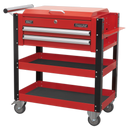 Heavy-Duty Mobile Tool & Parts Trolley 2 Drawers & Lockable Top - Red | Pipe Manufacturers Ltd..