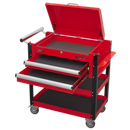 Heavy-Duty Mobile Tool & Parts Trolley 2 Drawers & Lockable Top - Red | Pipe Manufacturers Ltd..