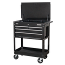 Heavy-Duty Mobile Tool & Parts Trolley with 4 Drawers & Lockable Top - Black | Pipe Manufacturers Ltd..