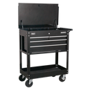 Heavy-Duty Mobile Tool & Parts Trolley with 4 Drawers & Lockable Top - Black | Pipe Manufacturers Ltd..