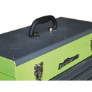 Tool Chest 3 Drawer Portable with Ball Bearing Slides - Hi-Vis Green/Grey | Pipe Manufacturers Ltd..