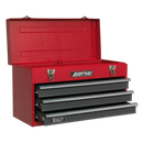 Tool Chest 3 Drawer Portable with Ball Bearing Slides - Red/Grey | Pipe Manufacturers Ltd..