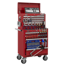 Topchest & Rollcab Combination 10 Drawer with Ball Bearing Slides - Red & 147pc Tool Kit | Pipe Manufacturers Ltd..
