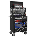 Topchest & Rollcab Combination 10 Drawer with Ball Bearing Slides - Black with 147pc Tool Kit | Pipe Manufacturers Ltd..