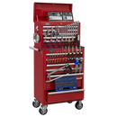 Topchest & Rollcab Combination 15 Drawer with Ball Bearing Slides - Red & 147pc Tool Kit | Pipe Manufacturers Ltd..