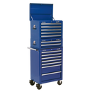 Topchest, Mid-Box & Rollcab Combination 14 Drawer with Ball Bearing Slides - Blue | Pipe Manufacturers Ltd..