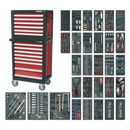 Topchest & Rollcab Combination 14 Drawer with Ball Bearing Slides & 1233pc Tool Kit | Pipe Manufacturers Ltd..