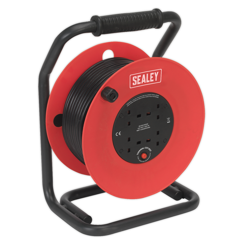 Cable Reel 50m 4 x 230V 1.5mm_ Heavy-Duty Thermal Trip | Pipe Manufacturers Ltd..