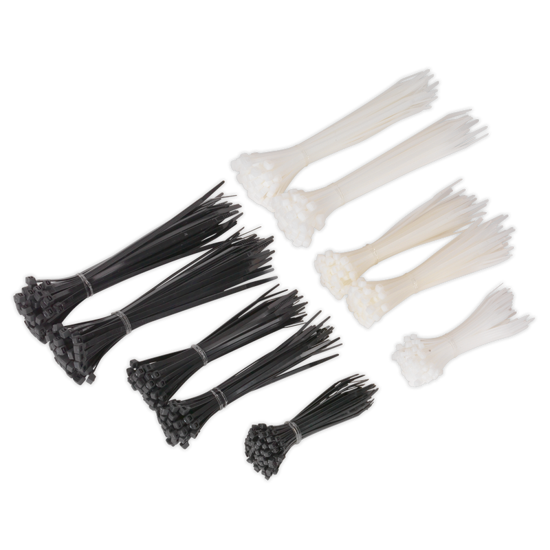 Cable Tie Assortment Black/White Pack of 600 | Pipe Manufacturers Ltd..