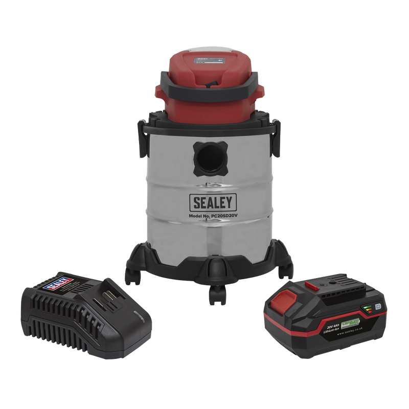 Vacuum Cleaner 20L Wet & Dry Cordless 20V with 4Ah Battery & Charger | Pipe Manufacturers Ltd..