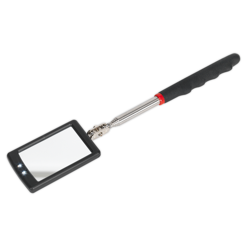 Telescopic Inspection Mirror 65 x 40mm with 2 LEDs | Pipe Manufacturers Ltd..