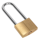 Brass Body Padlock with Brass Cylinder Long Shackle 40mm | Pipe Manufacturers Ltd..