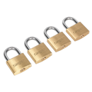 Brass Body Padlock with Brass Cylinder 40mm Key Alike Pack of 4 | Pipe Manufacturers Ltd..