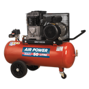 Compressor 50L Belt Drive 3hp with Cast Cylinders & Wheels | Pipe Manufacturers Ltd..