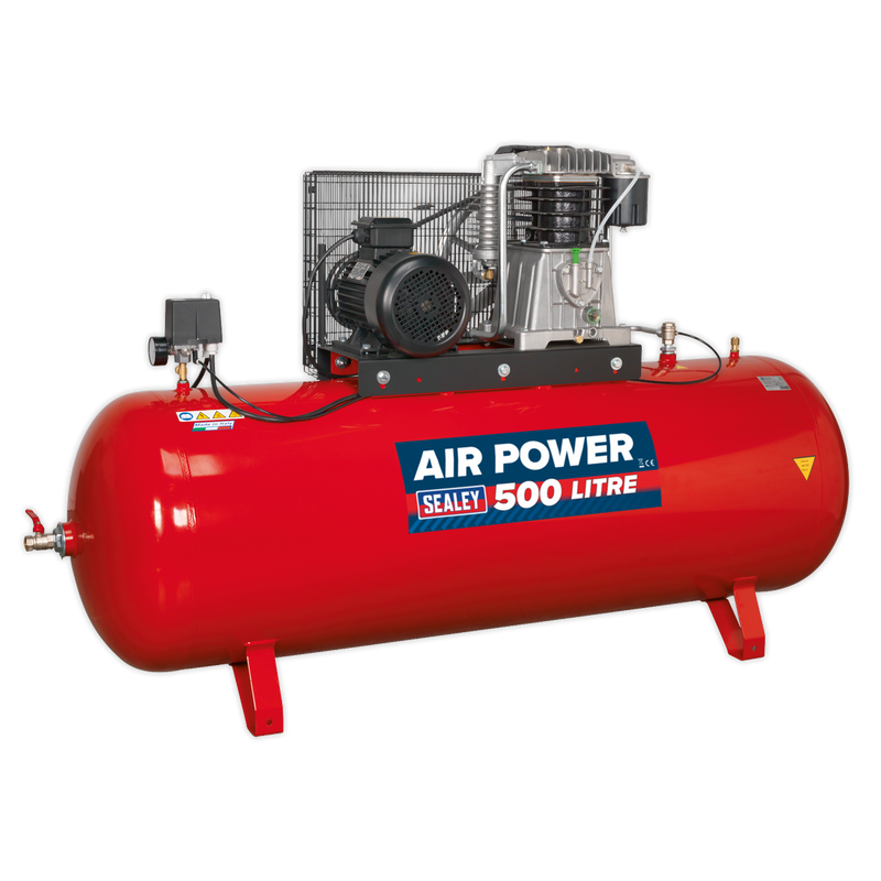 Compressor 500L Belt Drive 7.5hp 3ph 2-Stage with Cast Cylinders | Pipe Manufacturers Ltd..