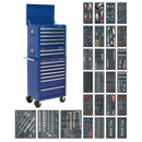 Tool Chest Combination 14 Drawer with Ball Bearing Slides - Blue & 1179pc Tool Kit | Pipe Manufacturers Ltd..