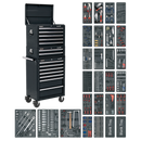 Tool Chest Combination 14 Drawer with Ball Bearing Slides - Black & 1179pc Tool Kit | Pipe Manufacturers Ltd..