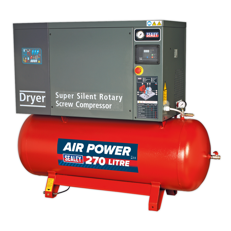 Screw Compressor 270L 10hp 3ph Low Noise with Dryer | Pipe Manufacturers Ltd..