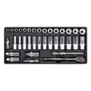 Tool Tray with Socket Set 35pc 3/8"Sq Drive | Pipe Manufacturers Ltd..