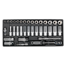 Tool Tray with Socket Set 35pc 3/8"Sq Drive | Pipe Manufacturers Ltd..
