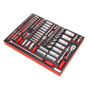 Tool Tray with Socket Set 91pc 1/4", 3/8" & 1/2"Sq Drive | Pipe Manufacturers Ltd..