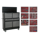 Tool Chest Combination 23 Drawer with Ball Bearing Slides - Black with 446pc Tool Kit | Pipe Manufacturers Ltd..