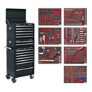 Tool Chest Combination 14 Drawer with Ball Bearing Slides - Black & 446pc Tool Kit | Pipe Manufacturers Ltd..