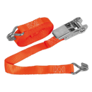 Ratchet Tie Down 25mm x 4.5m Polyester Webbing 800kg Load Test | Pipe Manufacturers Ltd..