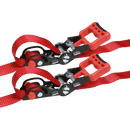 Slide Ratchet Tie Down 32mm x 3m Polyester Webbing with S Hooks 1200kg Load Test | Pipe Manufacturers Ltd..