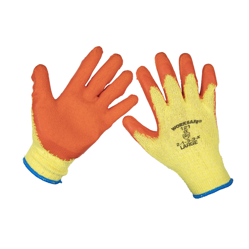 Super Grip Knitted Gloves Latex Palm (Large) - Pack of 6 Pairs | Pipe Manufacturers Ltd..